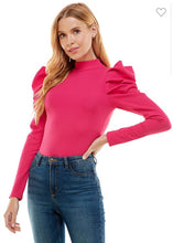 Load image into Gallery viewer, Magenta Puff Sleeve Bodysuit
