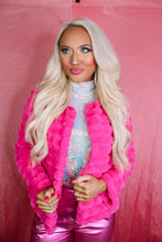 Load image into Gallery viewer, Check Faux Fur, Hot Pink Jacket
