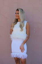 Load image into Gallery viewer, I’ve Arrived, White Feather Skirt
