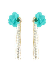 Load image into Gallery viewer, Emerald Green, Floral Rhinestone Drop Earrings
