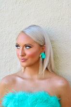 Load image into Gallery viewer, Emerald Green, Floral Rhinestone Drop Earrings
