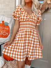 Load image into Gallery viewer, Pumpkin Pickin’, Gingham Dress
