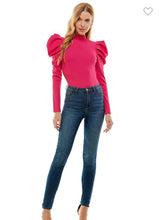Load image into Gallery viewer, Magenta Puff Sleeve Bodysuit
